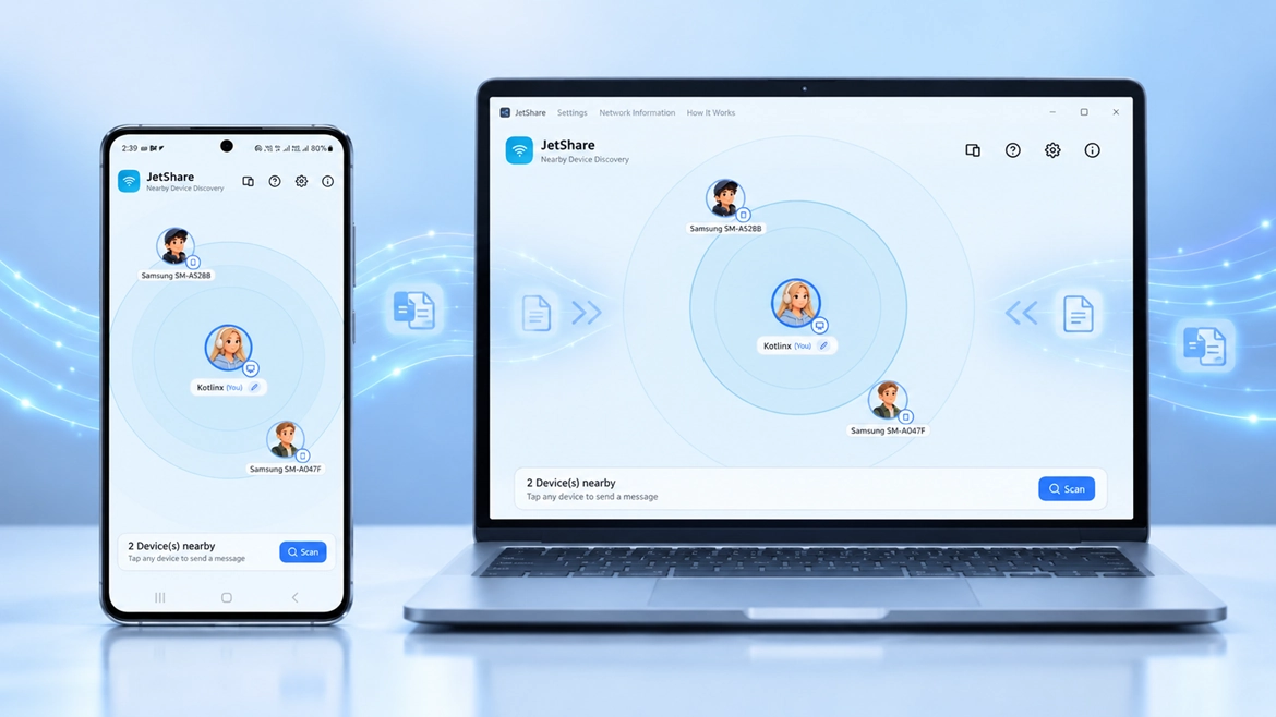 JetShare Nearby Device Transfer Showcase (Light)